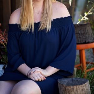 Blue off the shoulder dress